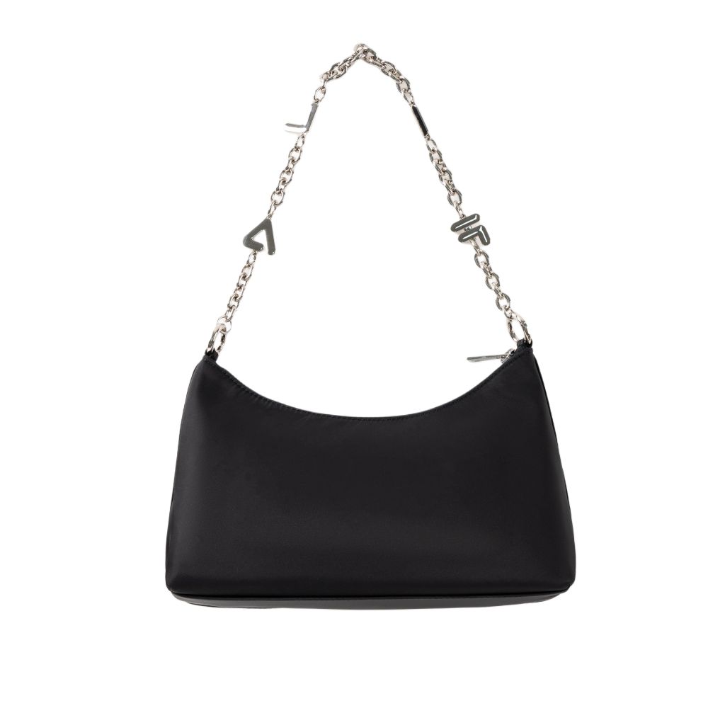 Fila Biscuit Bag Hobo Shoulder Versatile Large Capacity Fashion Casual Simple Daily Zipper Crescent Bag Chain Convenient Carry Design F13W428172FBK