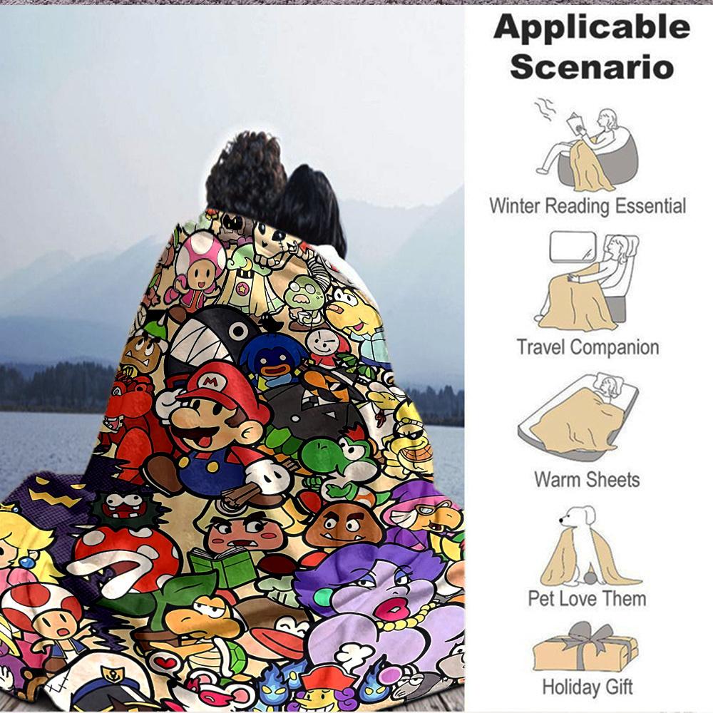 1pc Pokémon Gaming Characters Soft & Warm Flannel Blanket, Multi-Purpose Throw Blanket for Couch, Sofa, Office, Bed, Camping, Travel