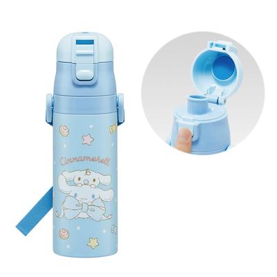 Skater Water Direct Sanrio Cinnamoroll Большая Спортивная Детская Бутылка для Воды из Нержавеющей Стали, 470 мл, Питьевая, Лента, Для Девочек, Изолированная, Стальная, Легкая,