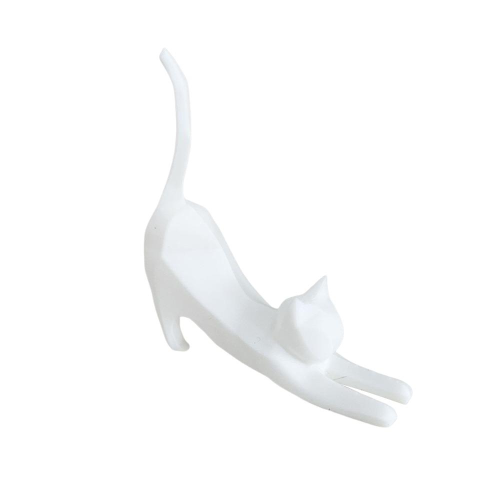 Stretching Kitten Funny Cat Ornaments Carved Kitten Statue Minimalist Cat Sculpture Garden