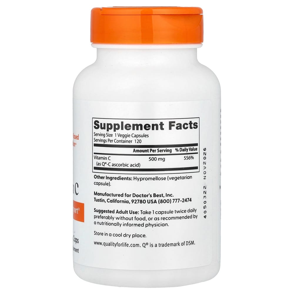 Doctor's Best Featuring Q-C Vitamin C 500mg, 120 Vegetarian Capsules
