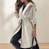 Lady Winter Coat Drawstring Slim Waist Hooded Thick Solid Color Mid