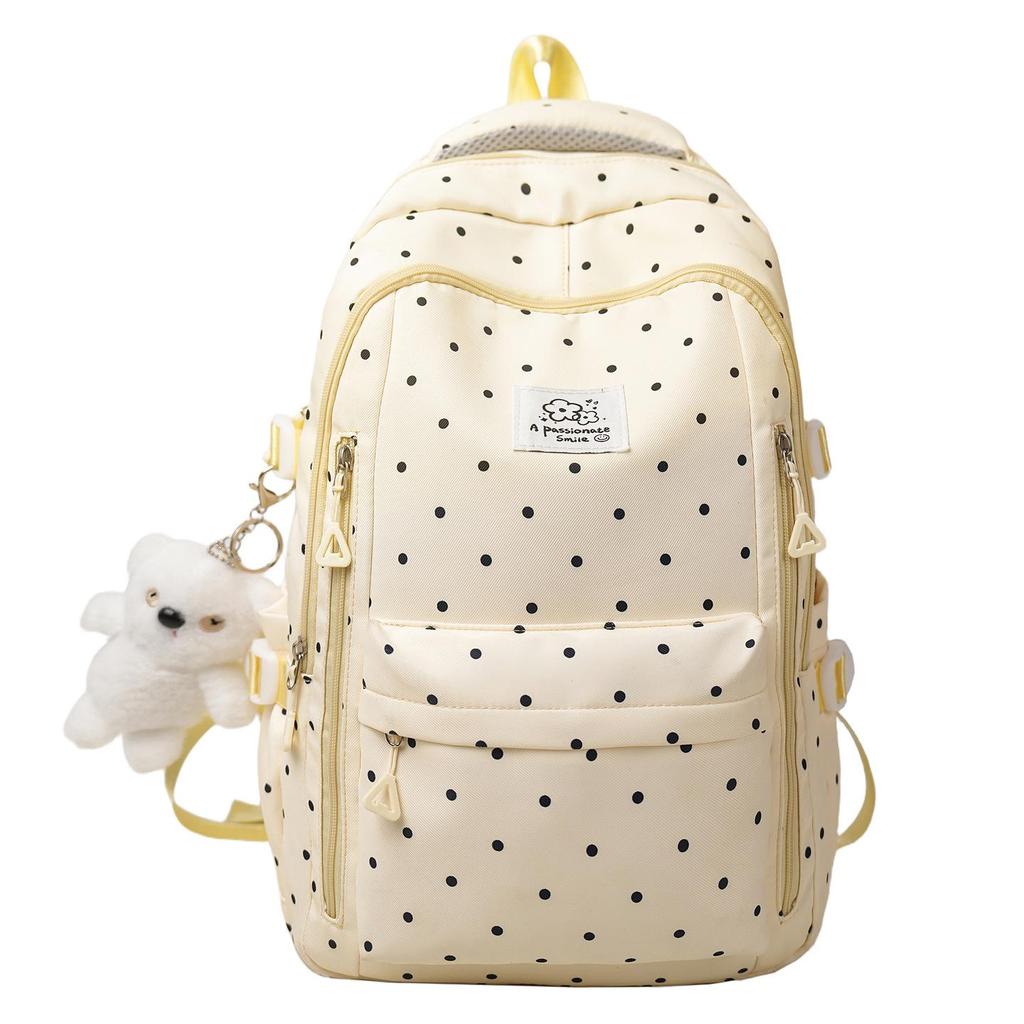 Рюкзак в горошек для студентов: Большая вместимость, Повседневный, для школы и прогулок