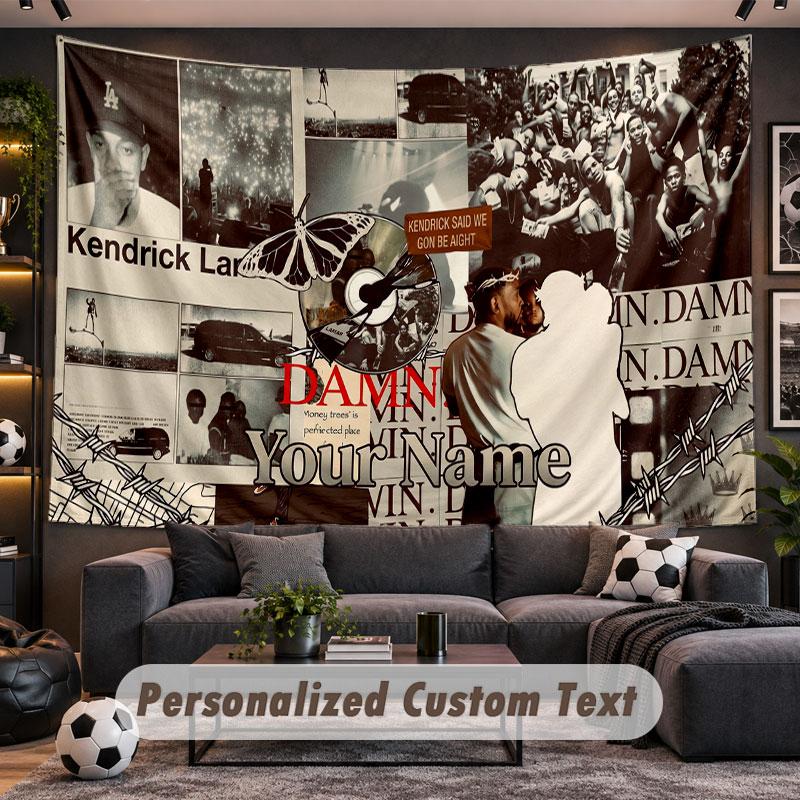 Wall Hanging Tapestry Custom NameKendrick Lamar Pattern Personalized Printed Fabric Wall Decor