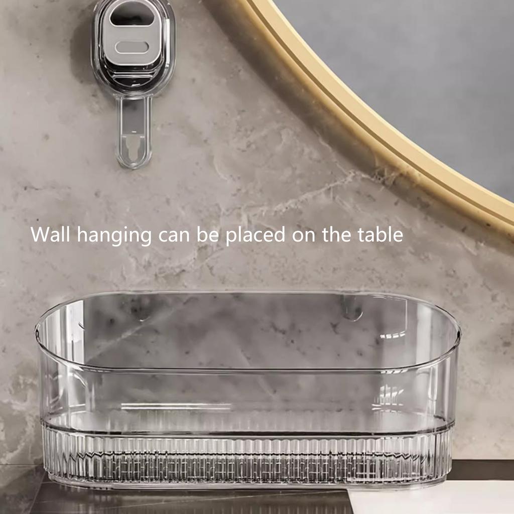 Сверхпрочная присоска Коробка для хранения Настенный держатель для косметики для ванной комнаты Прозрачная полка для использования в ванной и на кухне