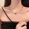 BLINGBAY женское ожерелье с подвеской, двухслойное черное ожерелье с бабочкой, легкая роскошная цепочка на ключицы для горячих девушек, цепочка для свитера, аксессуары, ювелирные изделия, подарок