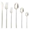 6pcs Tableware Set Gold Cutlery Stainless Steel Flatware Mirror Knife Fork Dessert Spoon Korean Dinnerware Set Luxury