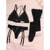 Varsbaby Lace Bra Sets for Women Non-padded Bra Panty Garter Stockings Summer Underwear Lingerie Sexy