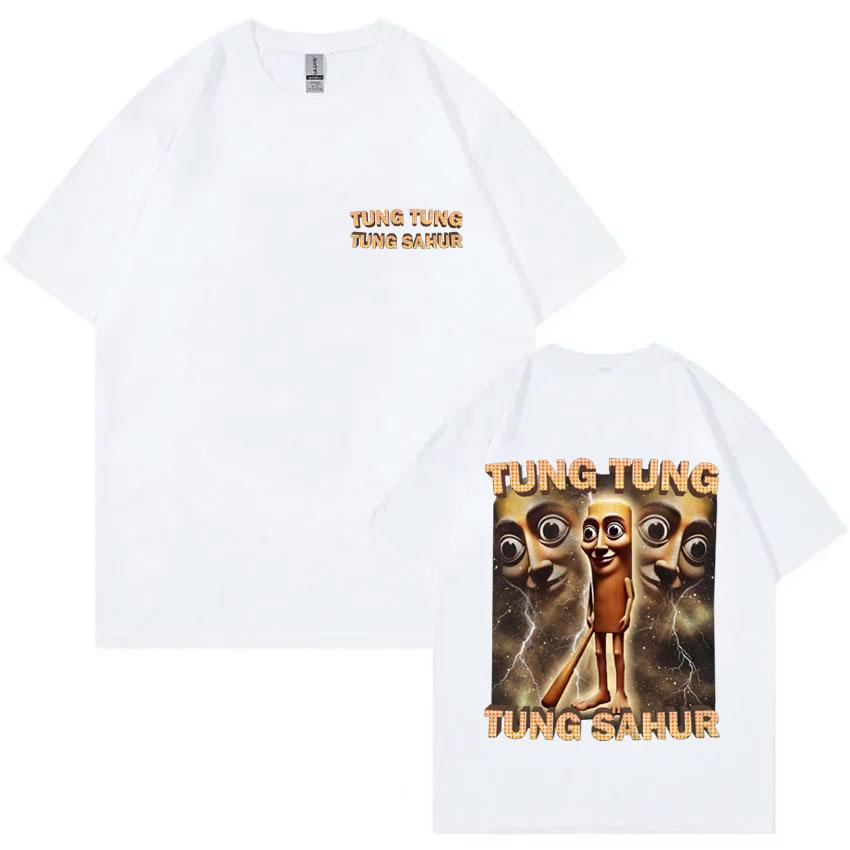 Тун Тун Тун Сахур Смешной Бейсбольная бита Мем Графический принт Футболка Мужская Повседневный Стиль Юмор Футболки Унисекс Летняя Футболка с круглым вырезом