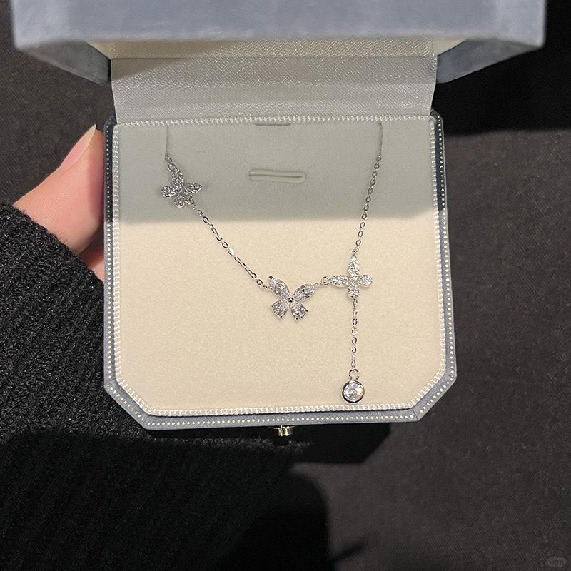 Серебряное ожерелье S925 с кисточкой в виде бабочки, Элегантная женская цепочка на ключицу, Уникальный высококлассный модный дизайн