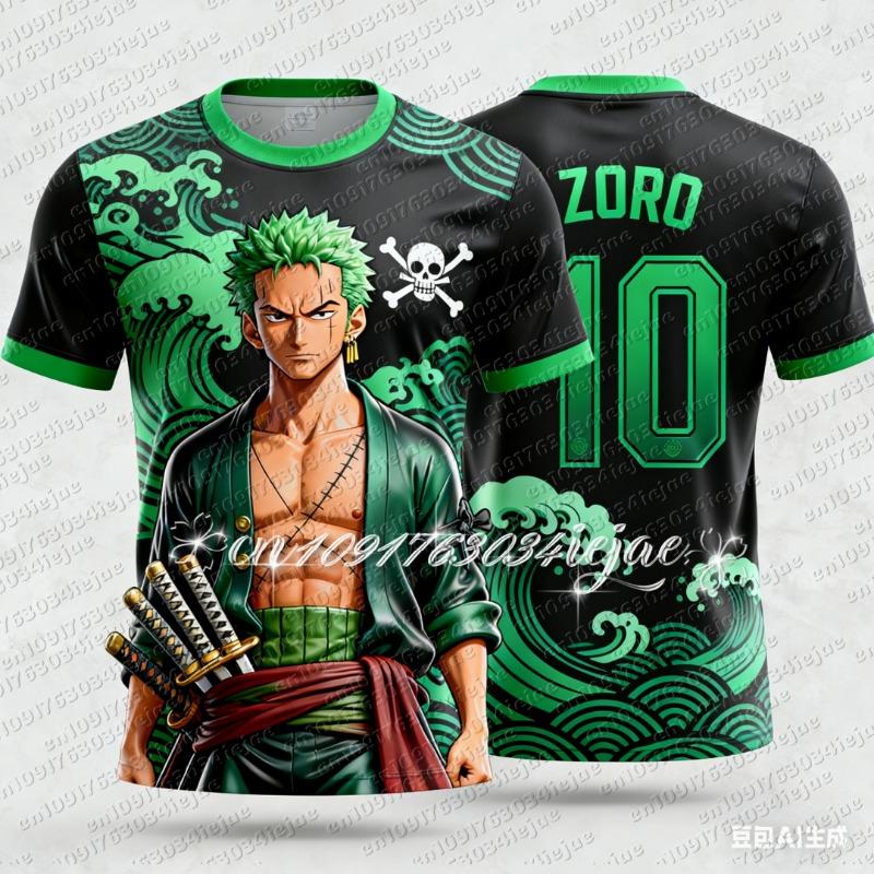 2026 Новая специальная версия футболки-майки для футбола с Зоро из One Piece, детская футболка с мультяшным принтом, мужская дышащая футболка