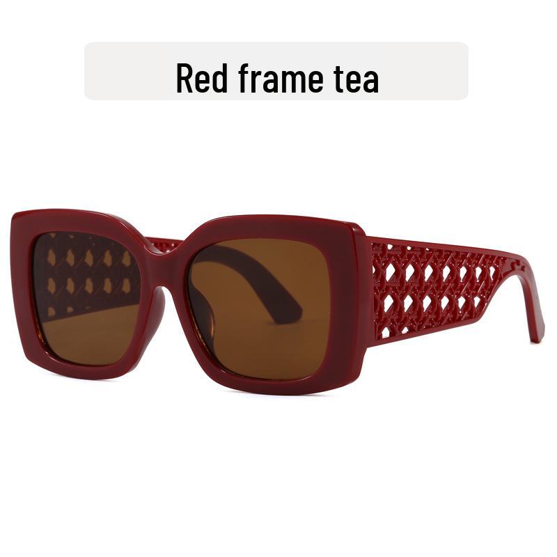 Large Frame Women's Avant-Garde Square Sunglasses with Printed Legs - Trendy Fashion