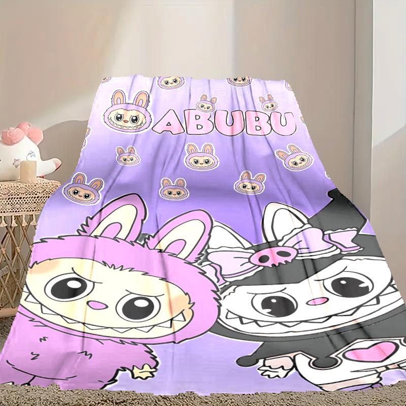1pc Digital Print Nap Blanket, LABUBU Blanket for Home Use, All Season Warmth, Christmas and Valentine's Day Gift Blanket