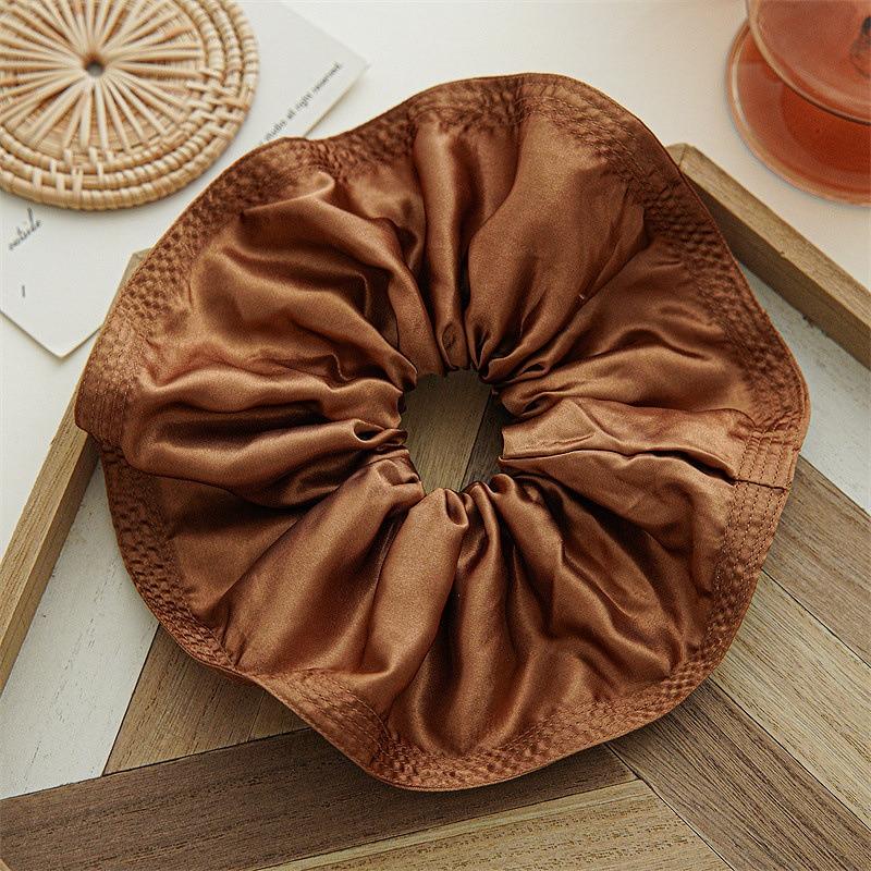 Oversized Solid Color Scrunchies Korean Satin Large Elastic Hairbands Hair Rings Rubber Band For Women Ponytail Hair Accessories