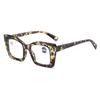 Large Frame Anti-Blue Light Floral Reading Glasses with Spring Temples