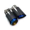 1PCS Car Exhaust Tail Pipe Glossy Carbon Tail End Blue Stainless Steel Straight Muffler Tip Flange With REM For Bmw F30