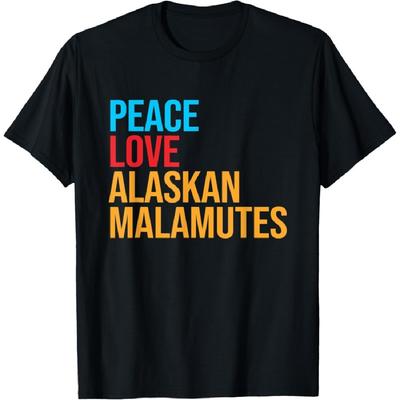 Футболка Аляскинский Маламут Мир Любовь Футболка с Аляскинским Маламутом