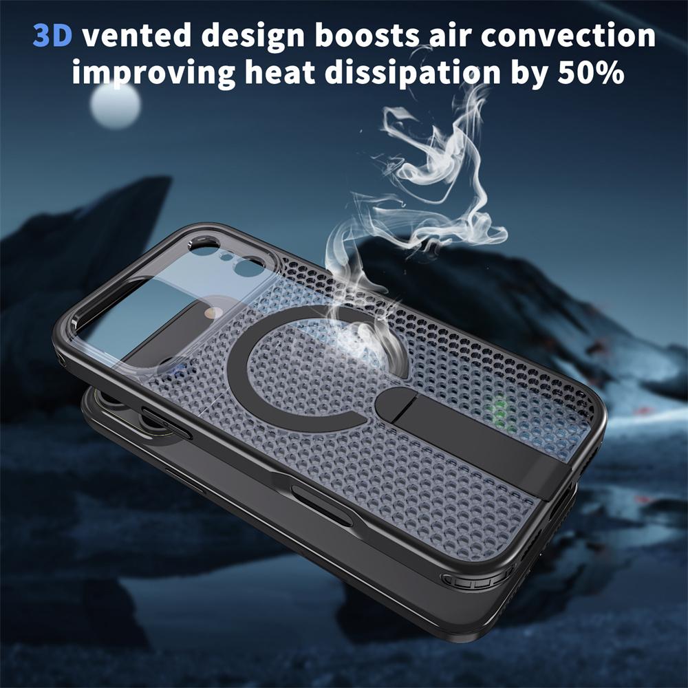 Magnetic For Magsafe Heat Dissipation Fold Stand Phone Case For 15 16 17 Pro Max Air 16E 14 13 12 11 Lens Protector Cover
