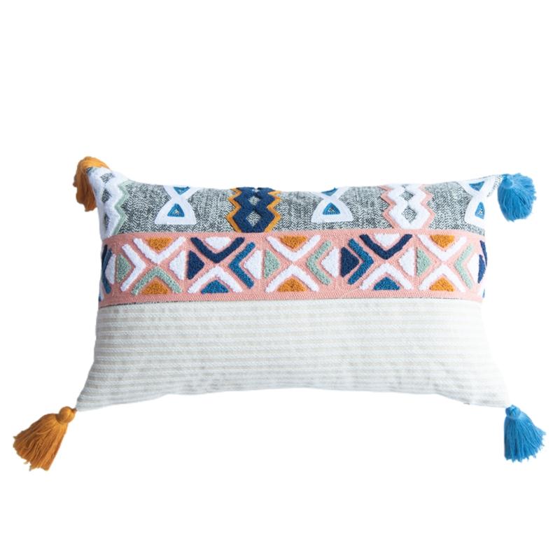 Скандинавская поясничная наволочка с помпонами, однотонная, декоративная, прямоугольная, оптовая продажа