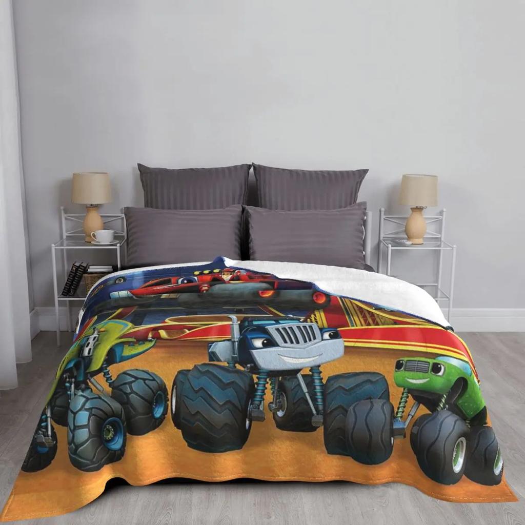 Одеяло с героями мультфильмов «Пламя и монстр-машины», фланелевое теплое одеяло для гонок с кондиционером, диваном, автомобилем, плюшевое тонкое одеяло