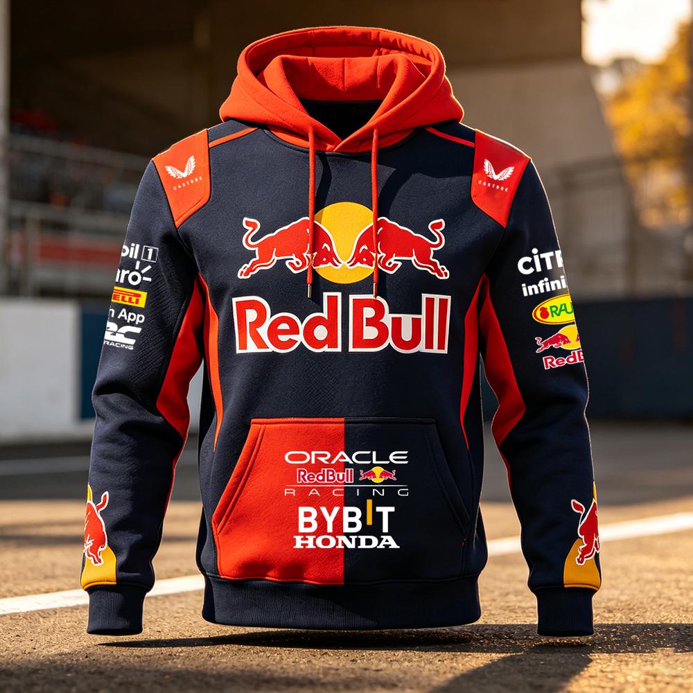 Мужская весенне-осенняя одежда Red Bull F1 Racing и для мотоциклистов 2026 года, нишевый стиль Red Bull, новый стиль с принтом, с длинным рукавом