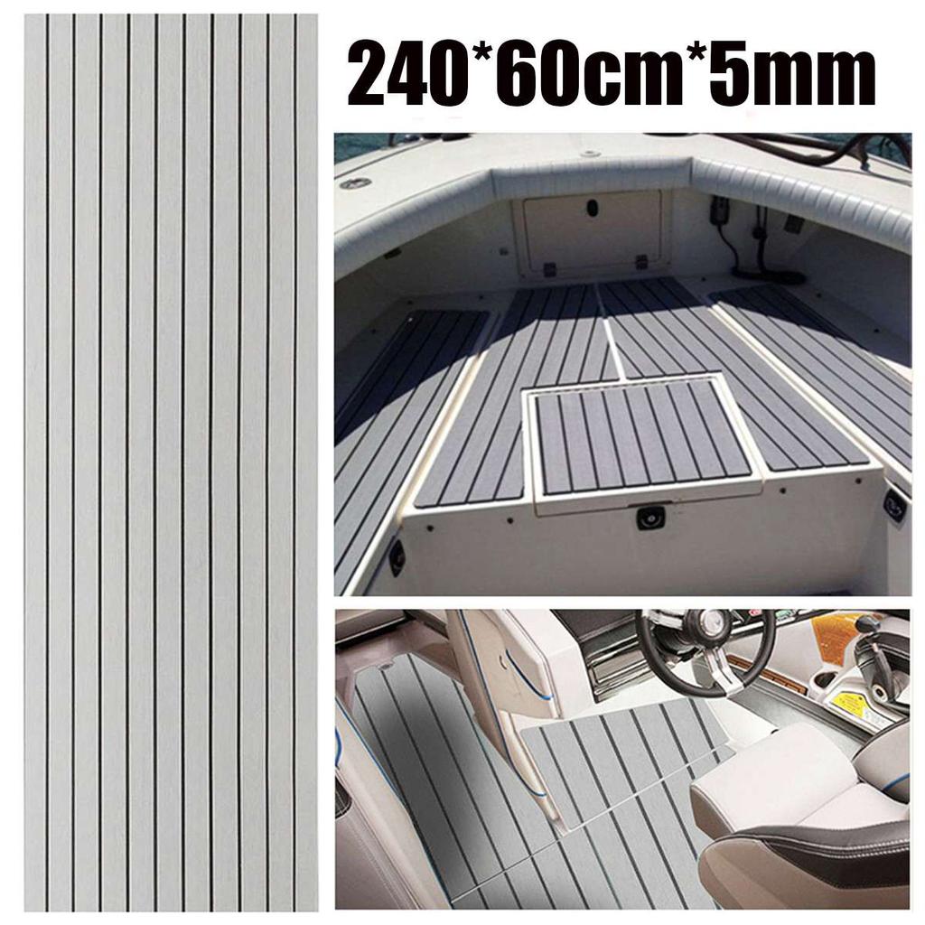 2400x900/600x5mm EVA Foam Faux Teak Boat Decking Sheet Self-Adhesive Marine Flooring Boat Deck Mat Yacht Accessories Gray Brown