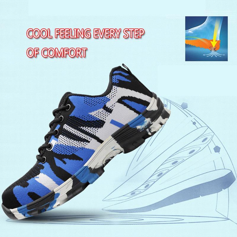 Защитная рабочая обувь, устойчивая к проколам, ботинки со стальным носком, камуфляжная дышащая мужская обувь, рабочие кроссовки