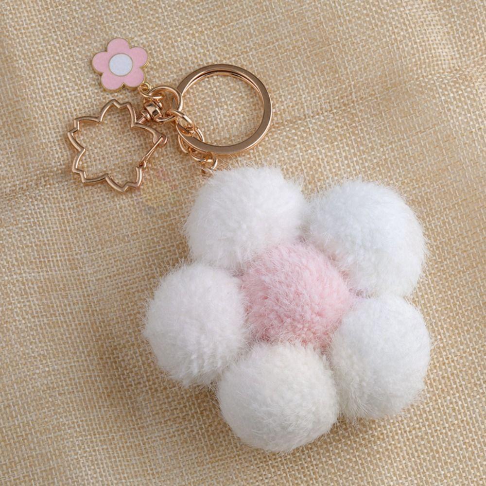 Chain Plushball Bag Pendant Backpack Charms Cartoon Plush Pendant Stuff Plush Toy Flower Keychain