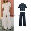 Linen Blend Short Sleeve Suit Outwear 3429709 8164709 Straight-Leg Pants 2899709 8161709