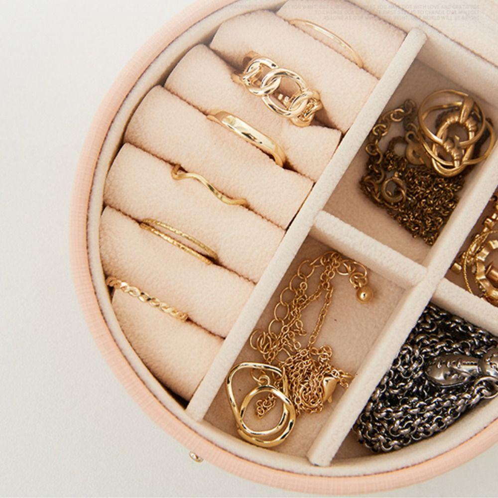 Mirror Earrings Storage Case Leather Mini Jewelry Display Box Simple Jewelry Holder Handbag Gift