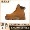[Customized] Rhubarb Boots Girls Thick-soled Non-slip Boots Internet Celebrity Martin Boots Cowhide Tooling Boots Outdoor Short Boots