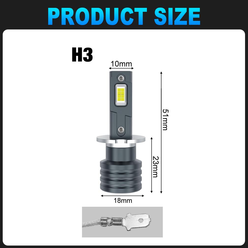 2 шт. H3 светодиодные лампы для фар, 60 Вт, автомобильные противотуманные фары, 20000LM, дневной свет, безвентиляторный автомобильный налобный фонарь H3, 6000K, белый, 3000K, желтый, 12 В, автомобильный