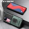 KEYSION Shockproof Armor Phone Case for VIVO V50 5G Slide Camera Lens Protection Ring Stand Phone Back Cover for VIVO V50 5G
