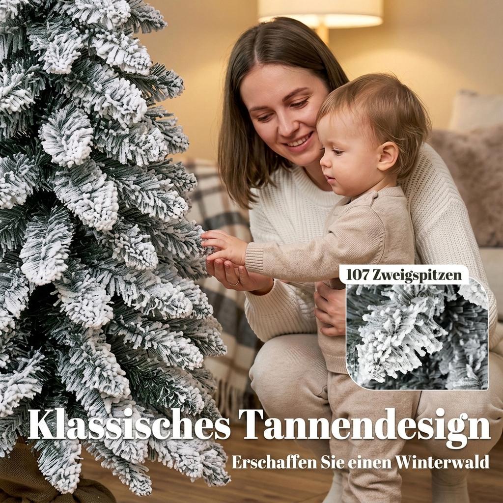 Artificial Christmas tree, 90 cm (3 ft), slim pencil tree with 107 branch tips, jute base, white
