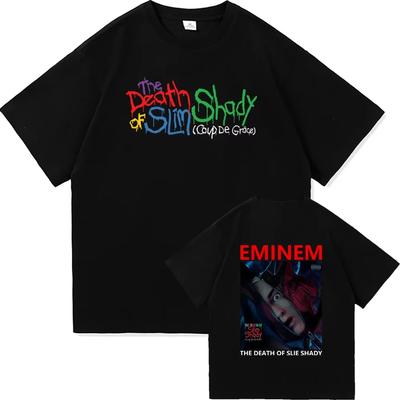 Футболка Eminem The Death of Slim Shady Модная Женская Эстетичная Графическая Футболка Унисекс Высококачественные Ретро Футболки