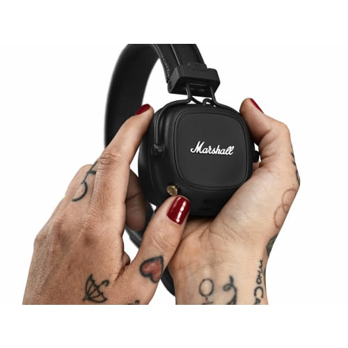 Marshall Major IV Wireless On-Ear Headphones, Black, 80 Hours of Playtime, Qi Charging, and Call Support