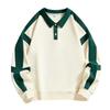 Men's Sweatshirt Lapel Drop Shoulder Sweatshirt Fashion Trend Color Block Collar Tube Neck Pullover