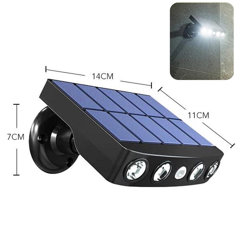 4 светодиодных мощных солнечных охранных светильника, уличный декор, датчик движения, 3 режима, уличный водонепроницаемый светильник, настенный ночной рабочий светильник для сада