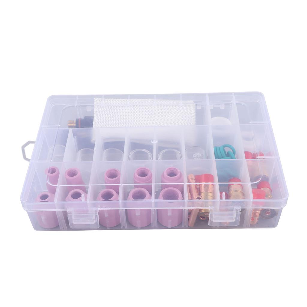 56Pcs TIG Welding Torch Accessories Kit Ceramic Nozzle Glass Cup Holder Equipment for WP17 18 26