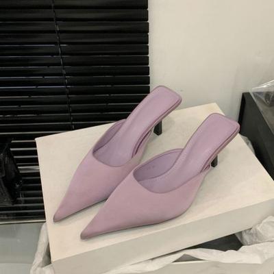 2025 Новые женские тапочки с острым носком и леопардовым принтом на тонком каблуке, роскошные туфли-лодочки на высоком каблуке, женские мюли