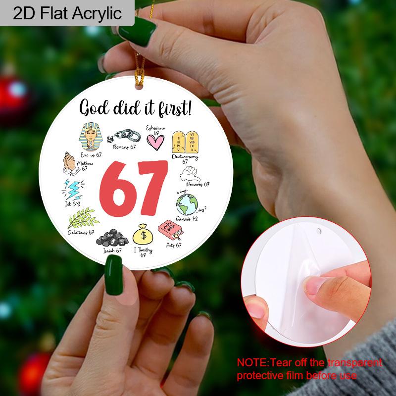 Юмор Бог Сделал Это Первым 67 Религиозный Акриловый Орнамент Библейский Стих Подвесное Украшение Подарок для Христиан Друзей Семьи