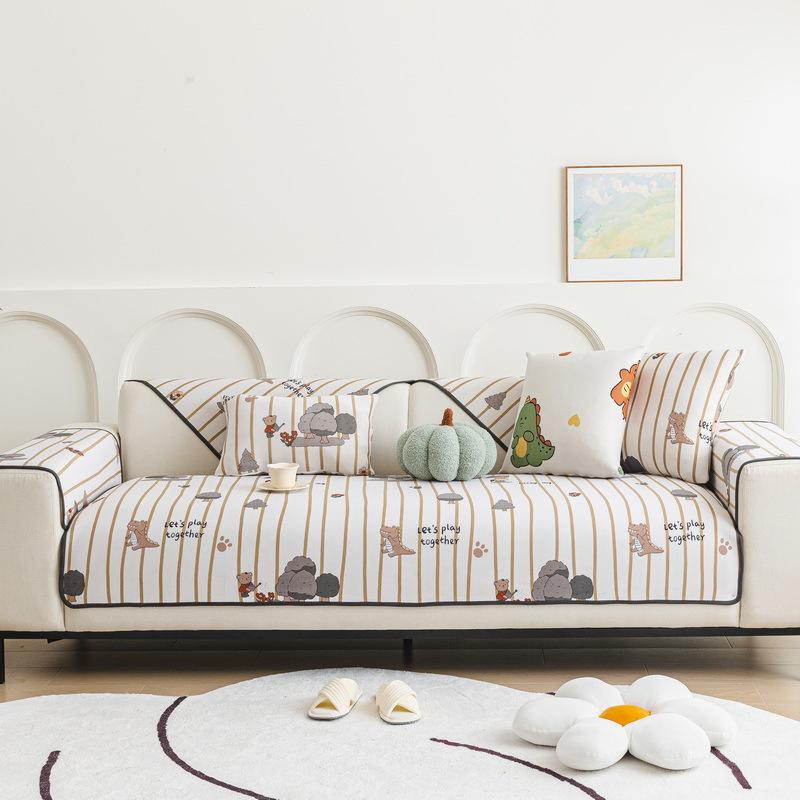Summer Cartoon Ice Silk Sofa Cushion Summer Mat Seat Cushion Non-Slip New Cool Seat Cushion High-End Cover Cloth