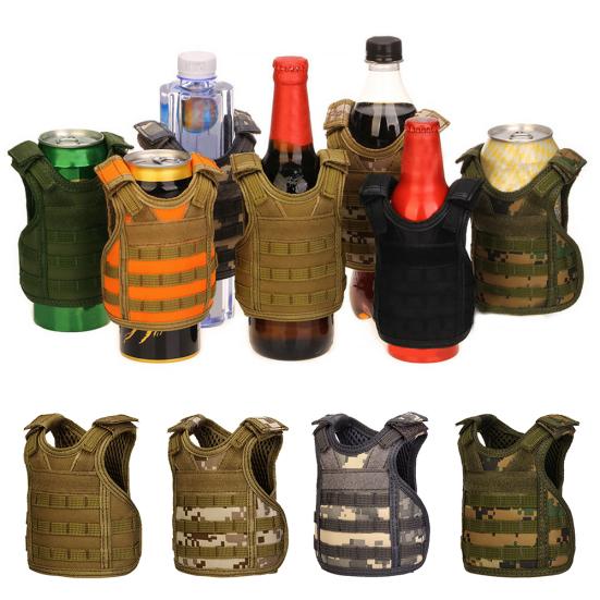 Outdoor Camo Tactical Military Mini Vest Beer Beverage Water Bottle Cup Holder