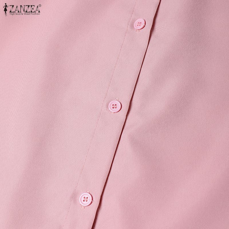 ZANZEA Женское повседневное платье с отложным воротником, свободное, летнее, с коротким рукавом