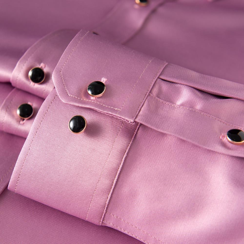 Мужские не мнущиеся рубашки для богатого мужчины, роскошные, тянущиеся в 4 направлениях, с длинным рукавом, формальные, на пуговицах-бриллиантах, свадебные, для выпускного вечера