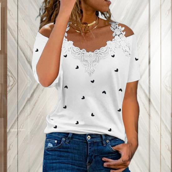 Женский топ контрастного цвета с коротким рукавом с открытыми плечами и V-образным вырезом, женская футболка с вырезами, повседневная одежда