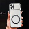 Улучшенный защитный чехол с большим вырезом для камеры для iPhone 16 ProMax, 15 Pro, 14 Pro, 13 Pro, роскошный кожаный чехол с магнитным кольцом