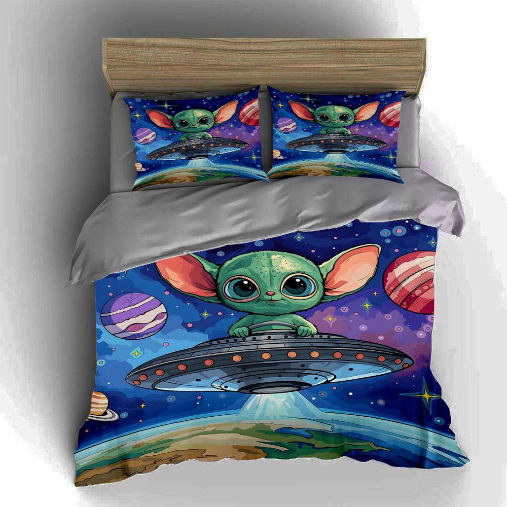 Alien-themed spaceship. Bedding Duvet cover sets Duvet covers Pillowcases gifts (1 * Duvet Cover 2 * Pillowcases, without duvet insert)