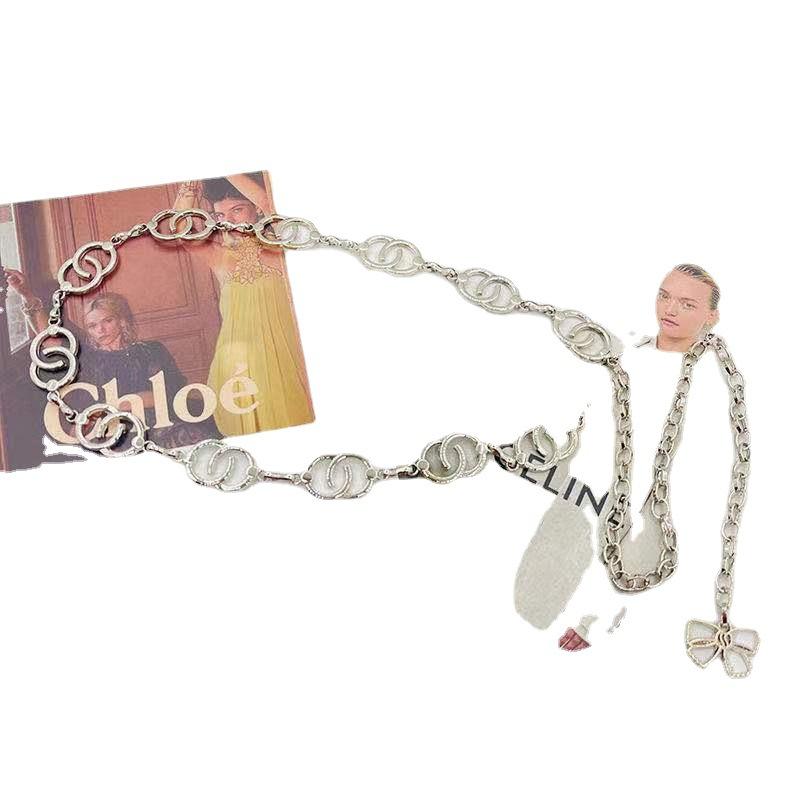 Модный дизайн Нишевая цепочка на талию Женские аксессуары Юбка Металлическая цепочка Бант Модный простой ремень Женский Инс