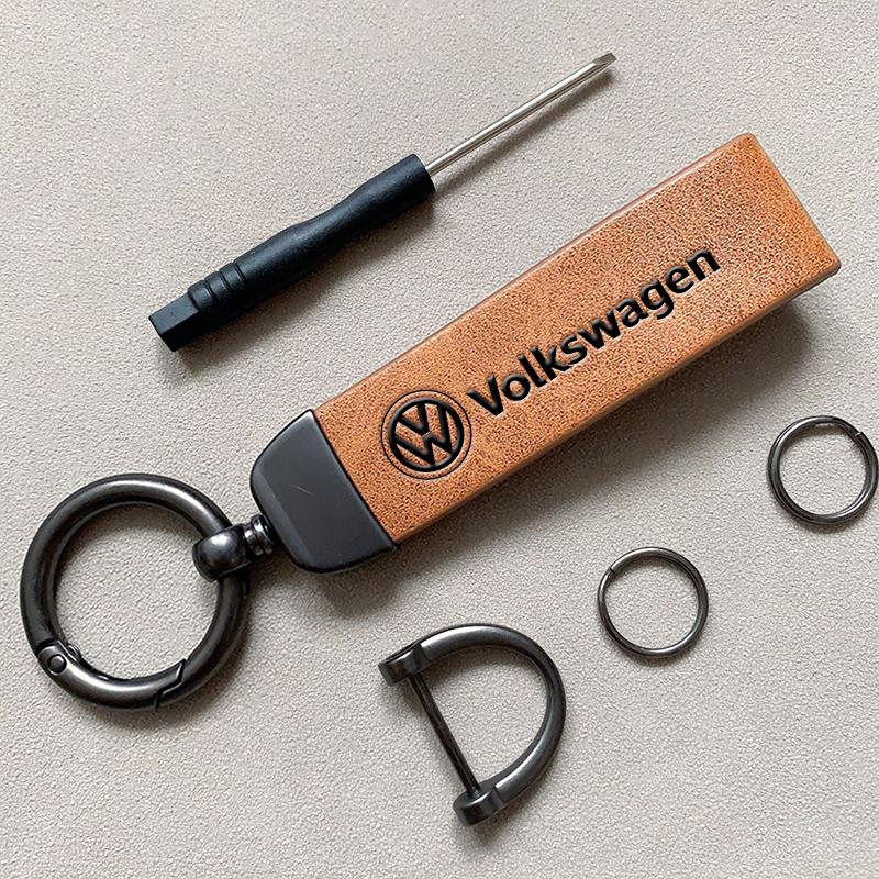 High Grade Leather Keychain Car Keyring Accessories For VW Atlas Jetta Touareg Variant Golf Polo GTI Taos Nivus Passa valve stem Dg2